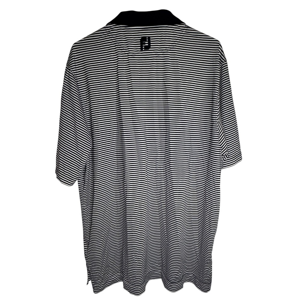 FootJoy Performance Golf Polo Shirt Mens L Navy Blue White Stripe Golf Script H - Picture 11 of 11